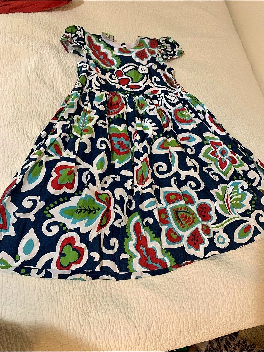 Girls Floral Print Dress in Blue